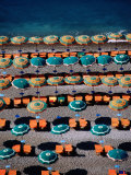 Overhead of Sea of Umbrellas  Deck Chairs on Spiaggia Grande  Positano  Italy
