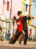 Tango Dancers on Caminito Avenue  La Boca District  Buenos Aires  Argentina