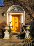 Stairs Leading to Bright Yellow Door  Dublin  Ireland