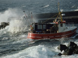 A Danish Fisherman Eases His One-Man Boat into Harbor on a November Day