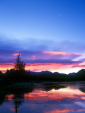 Crescent Moon Over Vermillion Lake in Banff National Park  Alberta  Canada