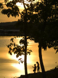 Kids Fishing at Sunset