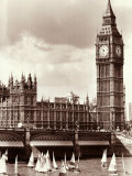 Thames Day on the River Between Westminister and Hungerford Bridges