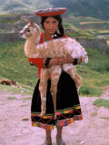 Indian Girl with Llama  Cusco  Peru