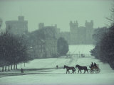 Prince Philip of England Drives a Coach Toward Toward the Long Walk  Windsor Castle  England