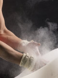 Male Gymnast Putting Chalk on his Hands  Bainbridge Island  Washington State  USA