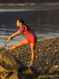 Woman Stretching her Leg  Bainbridge Island  Washington State  USA