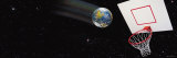 Global Ball Entering Basketball Hoop