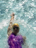 Young Woman Swimming the Backstroke in a Swimming Pool  Bainbridge Island  Washington  USA