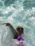 Young Woman Swimming the Backstroke in a Swimming Pool  Bainbridge Island  Washington  USA