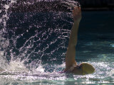 Young Woman Swimming the Backstroke in a Swimming Pool  Bainbridge Island  Washington  USA