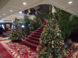 Christmas Trees at the Bottom of an Elegant Stairway on a Cruise Ship
