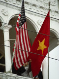 Flags of the Former Enemies Fly Together in Hanoi