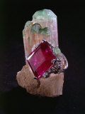 Tourmaline Resting on a Crystal