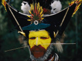 A Portrait of a Huli Wigman During the Annual Sing-Sing Dance