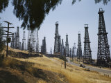 Oil Rigs Line the Road Near Long Beach