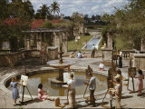 A University of Miami Art Class Paints Near a Fountain
