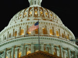 Night View of the Illuminated Dome of the Capitol Building