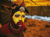 A Huli Tribesman Readys for the Annual Sing-Sing Held in Goroka