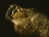 Close View of a Gilded Mummy Found in a Bahariya Oasis Tomb