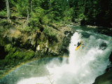 Woman Running a Big Waterfall on the White Salmon River