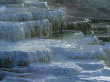 A View of Terraced Mammoth Hot Springs with a Build-Up of Travertine