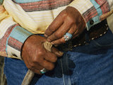 The Hands of a Navajo Elder Wearing Turquoise Rings