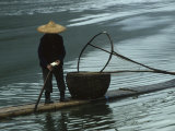 Cormorant Fisherman on Bamboo Raft  Li River  Guilin  Guangxi  China