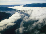 Aerial View of Fog and Clouds over Forests and the Youghiogheny River