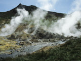 Steam Rising from Geothermal Springs in Kamchatkas Volcanic Region