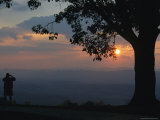Sunset and Silhouetted Oak and Person over the Shenandoah Valley  Dickeys Ridge Visitors Center