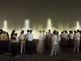Chinese People Watching a Lighted Musical Water Fountain at Night