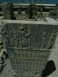 King Darius I is Portrayed in Relief Sculpture at Palace Ruins of Persepolis