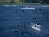 Number of Surfers Show the Popularity of Surfing at Pacific Beach Park  San Diego  California