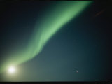 A Green Curtain of the Aurora Borealis in a Night Sky