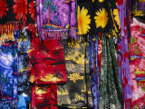 Colorful Fabric Hangs in the Laycaya Marketplace