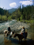 Horseback Riders Stand in Coffee Creek