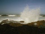 Twilight View of Waves Crashing on Rocks at Cape Perpetua