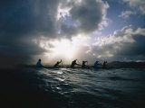 Paddlers Perfect Their Racing Strokes in an Outrigger Canoe