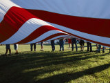 Boy Scouts Lift a Huge American Flag at the Clay County Fair