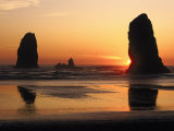 The Sun Sets over the Sea Stacks at Cannon Beach