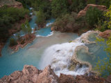 A Blue Waterfall Wets the Arid Landscape of the Grand Canyonl