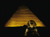 The Great Sphinx is Illuminated at Night