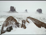 Light Snow and Ground Fog Shroud the Famous Mitten Buttes