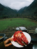 A Meal of Goat Head is Served for Lunch in the Mountains