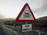 A Roadside Sign Warns Travelers of the Thousands of Mines