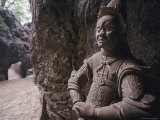 Shot of a Stone Statue with an Expressive Face