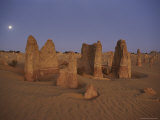 The Moon Rises over Limestone Pinnacles in Nambung National Park