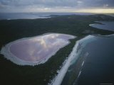 Aerial View of Lake Hillier Colored Purple by Algae Growth