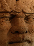 Close View of a Colossal Stone Head Carved by the Olmec